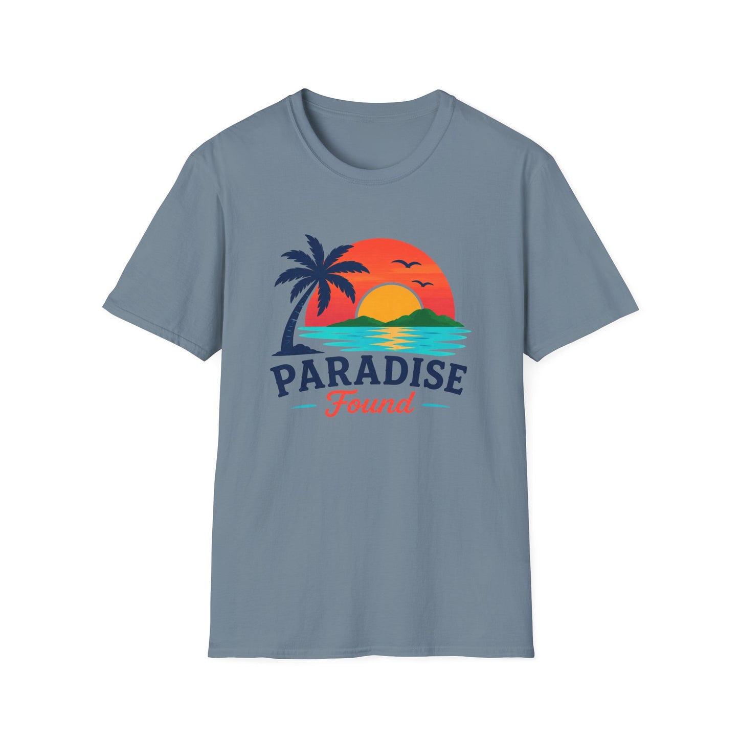 Paradise Found T‑Shirt — Retro Sunset Palm Beach Tee