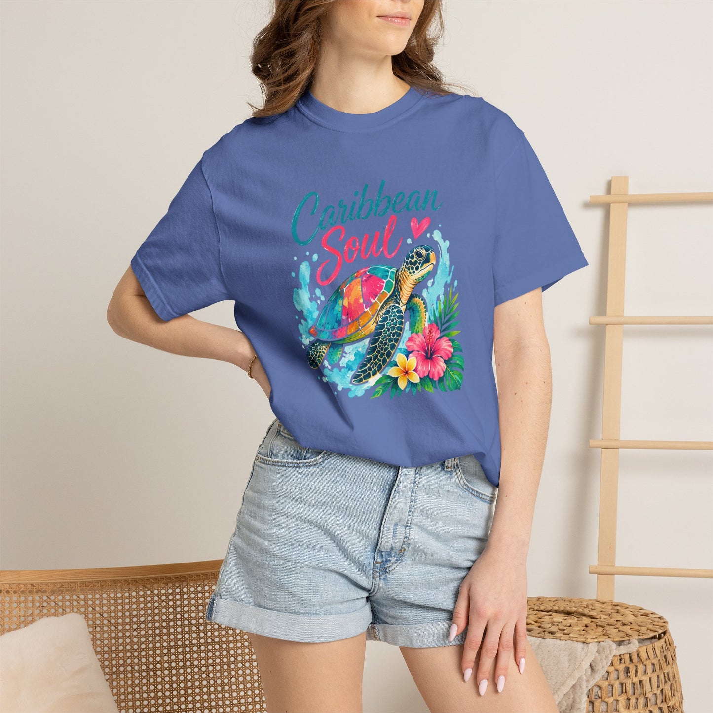 Caribbean Soul T-Shirt — Sea Turtle Floral Tropical Tee