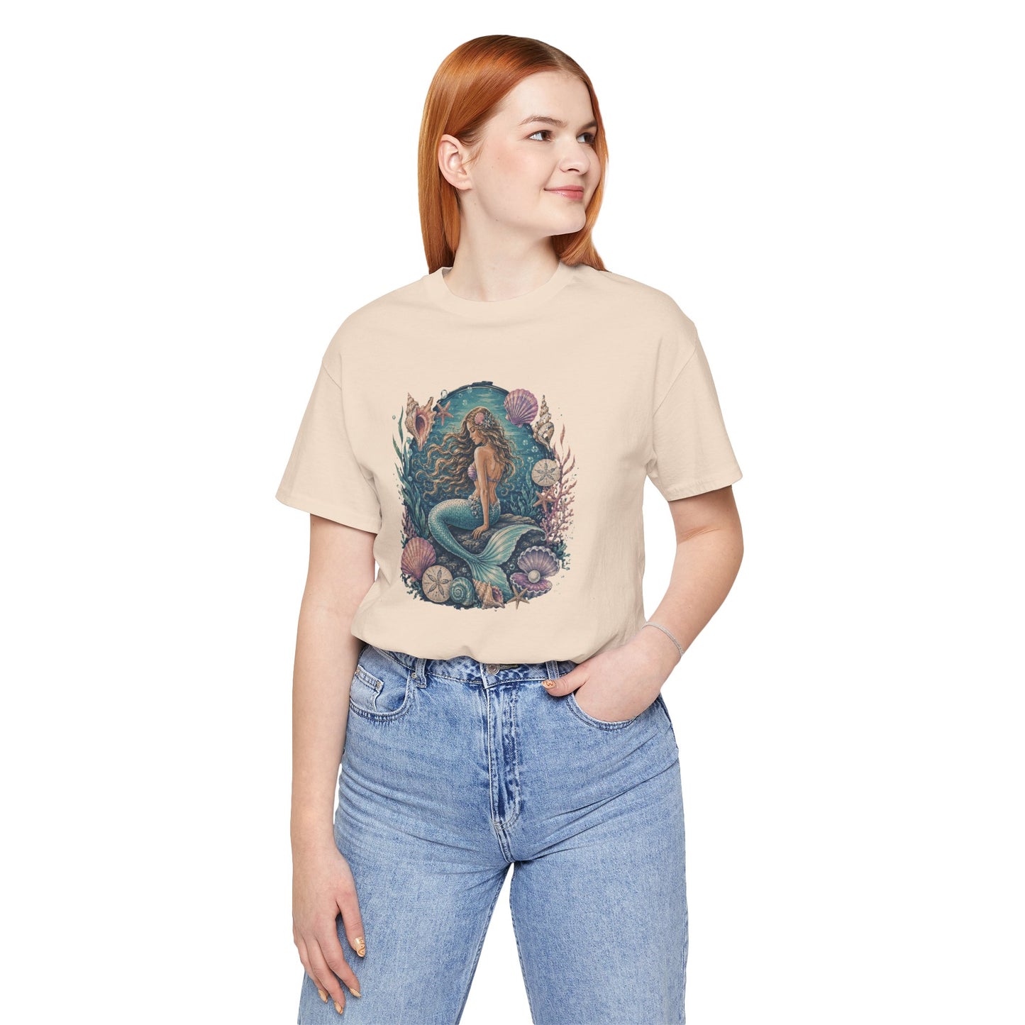 Mermaid Beach Graphic Tee - Vintage Ocean Illustration T-Shirt
