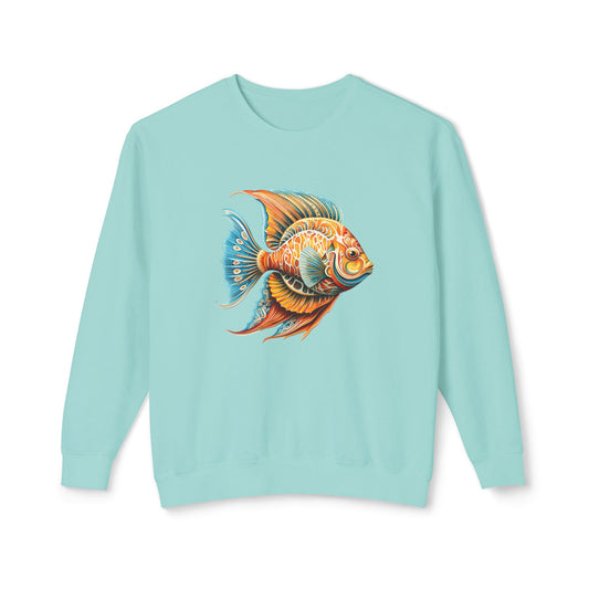 Beach Club Vibrant Fish Art Unisex Lightweight Crewneck Sweatshirt