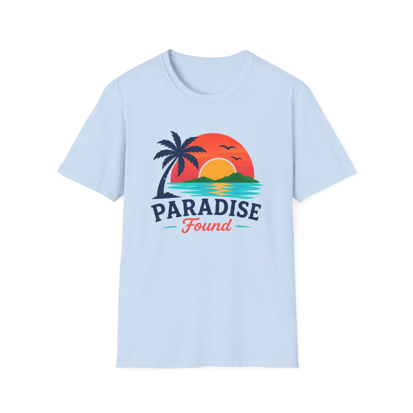Paradise Found T‑Shirt — Retro Sunset Palm Beach Tee
