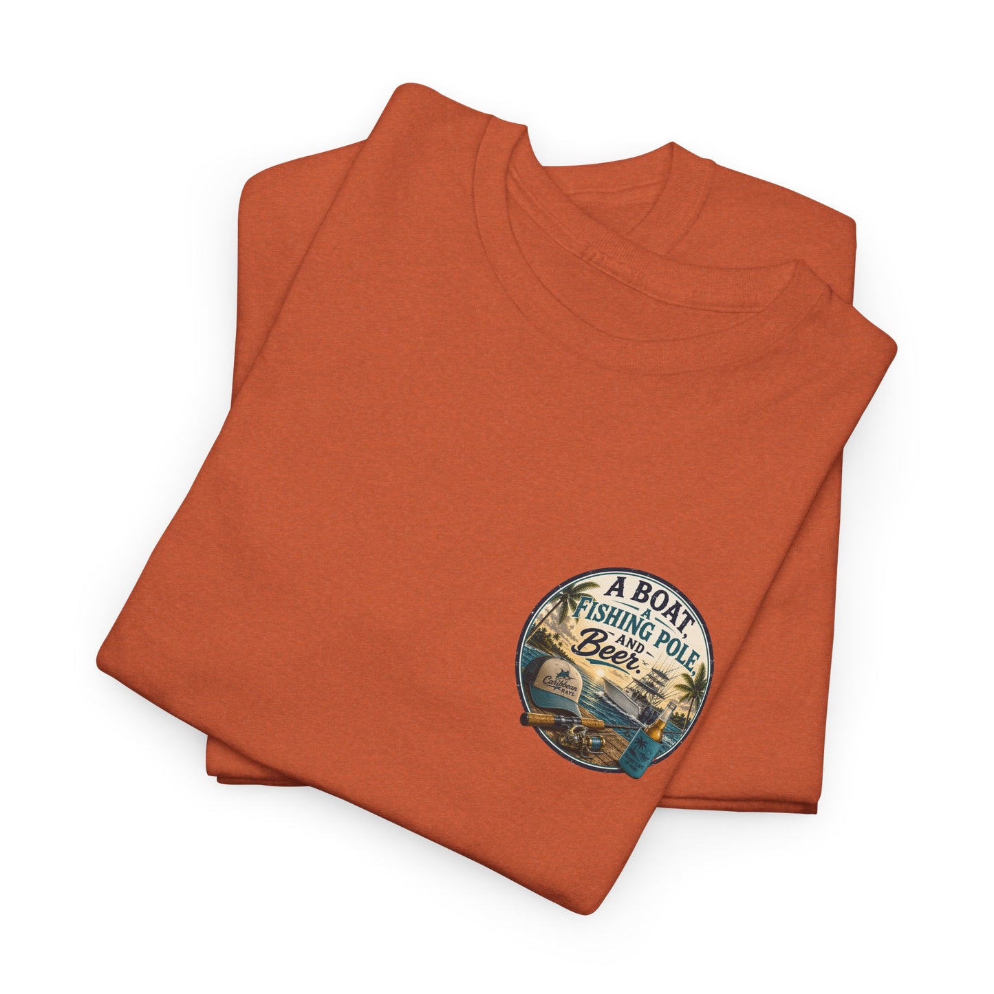T-Shirt — "A Boat, Fishing Pole and Beer" Vintage Fishing Graphic Tee