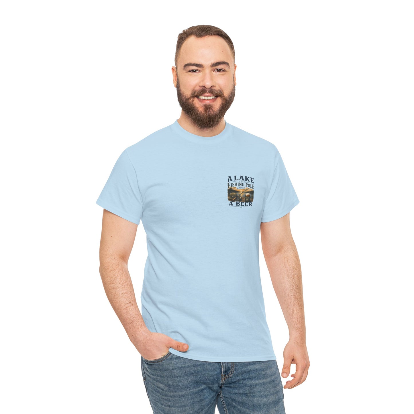 Fishing Tee — "A Lake, A Fishing Pole, A Beer" Graphic Shirt