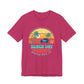 Pink t-shirt with 'Beach Day' graphic design on a white background- Caribbean Rays