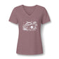 Dolphin Beach Sunset Graphic-Women’s V‑Neck Tee