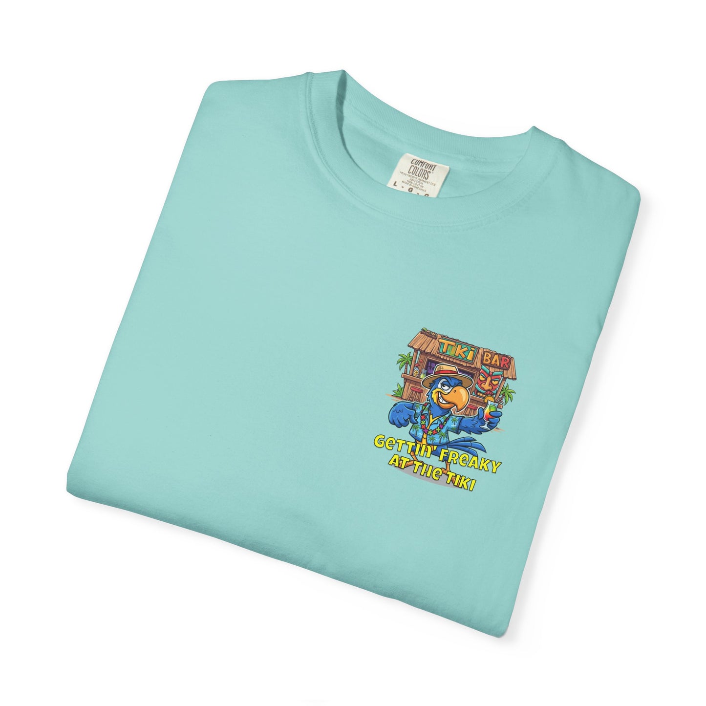 Gettin' Freaky at the Tiki Dancing Parrot Comfort Colors T-shirt