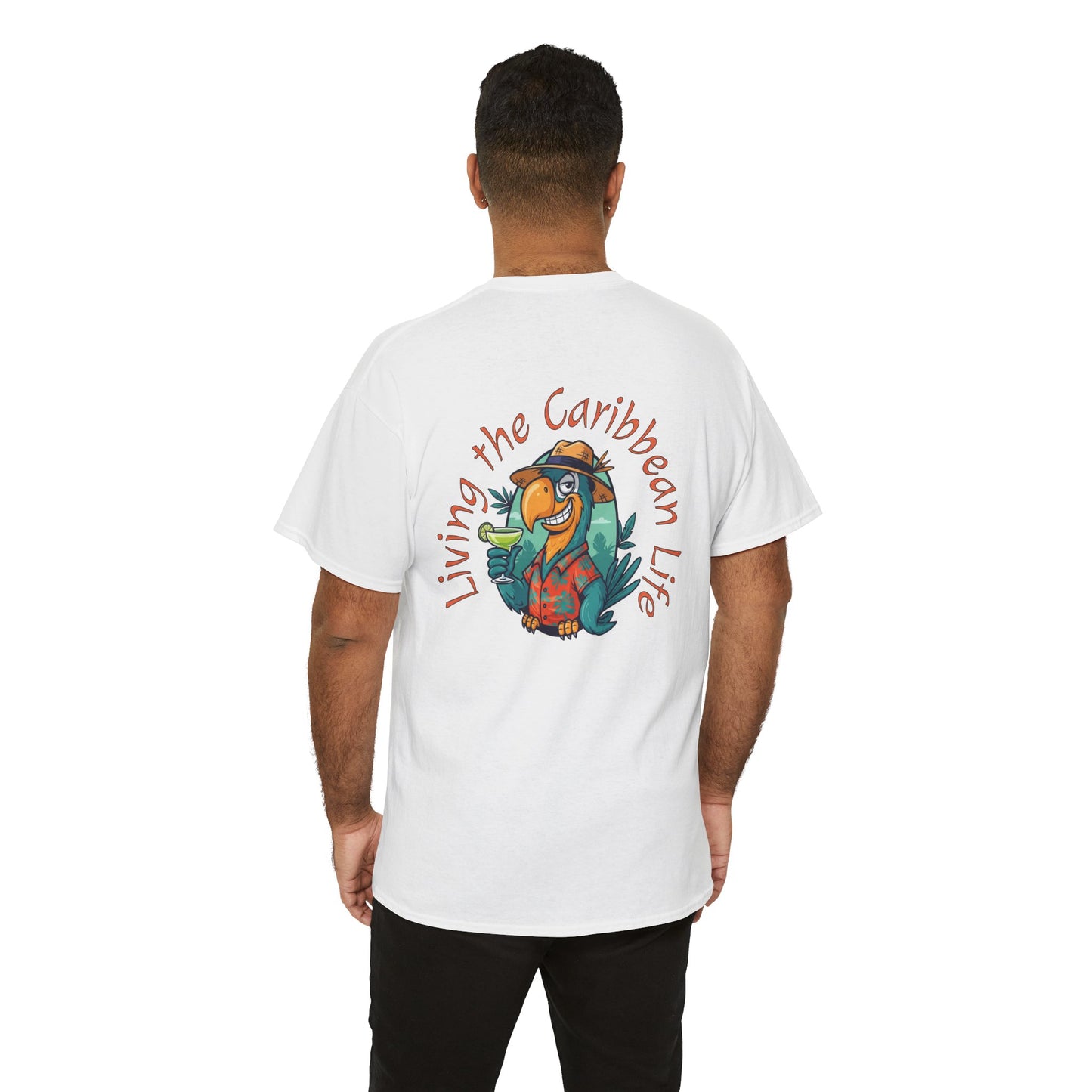 "Living the Caribbean Life" Parrot Vacation Tee