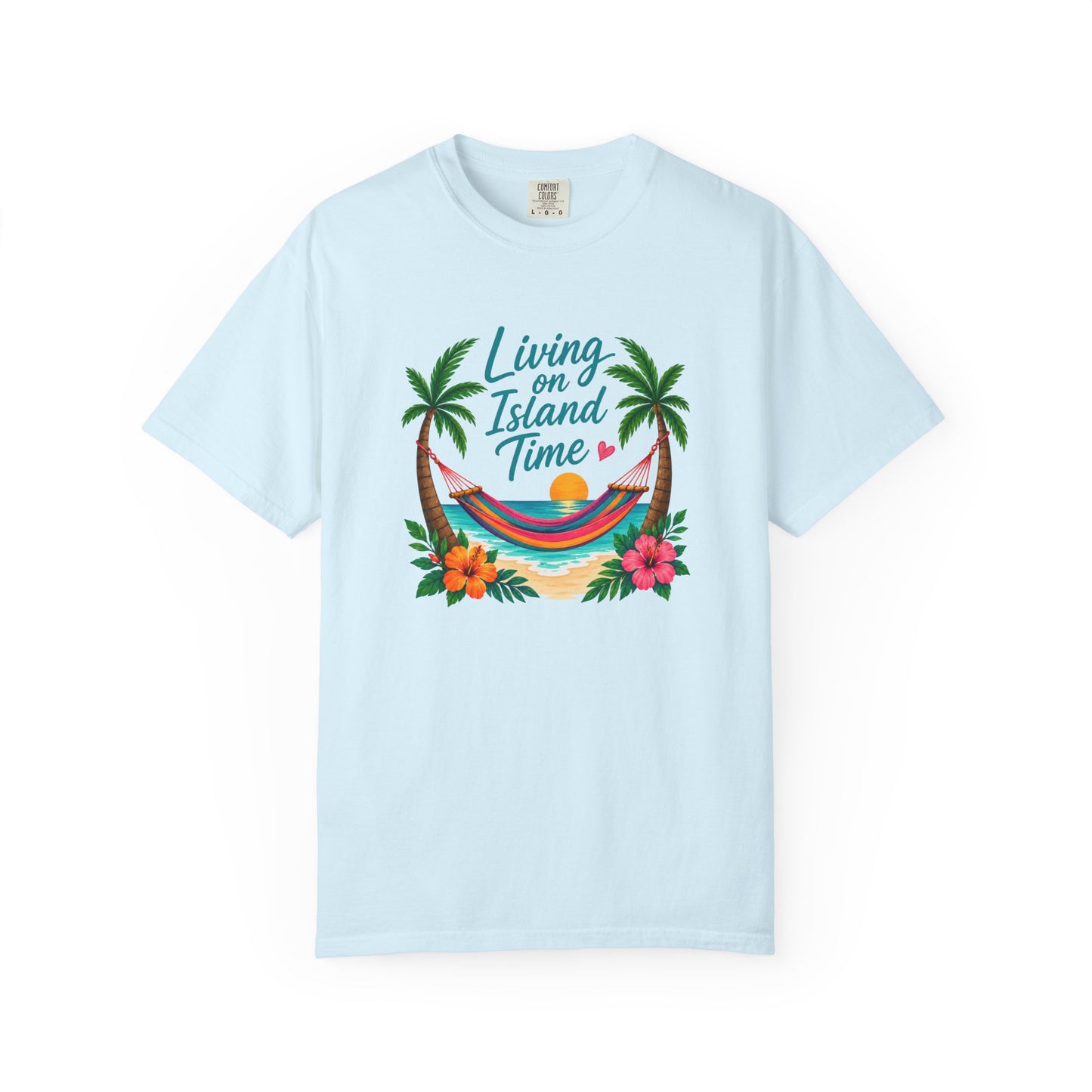 Island Time T-Shirt — "Living on Island Time" Tropical Hammock Tee