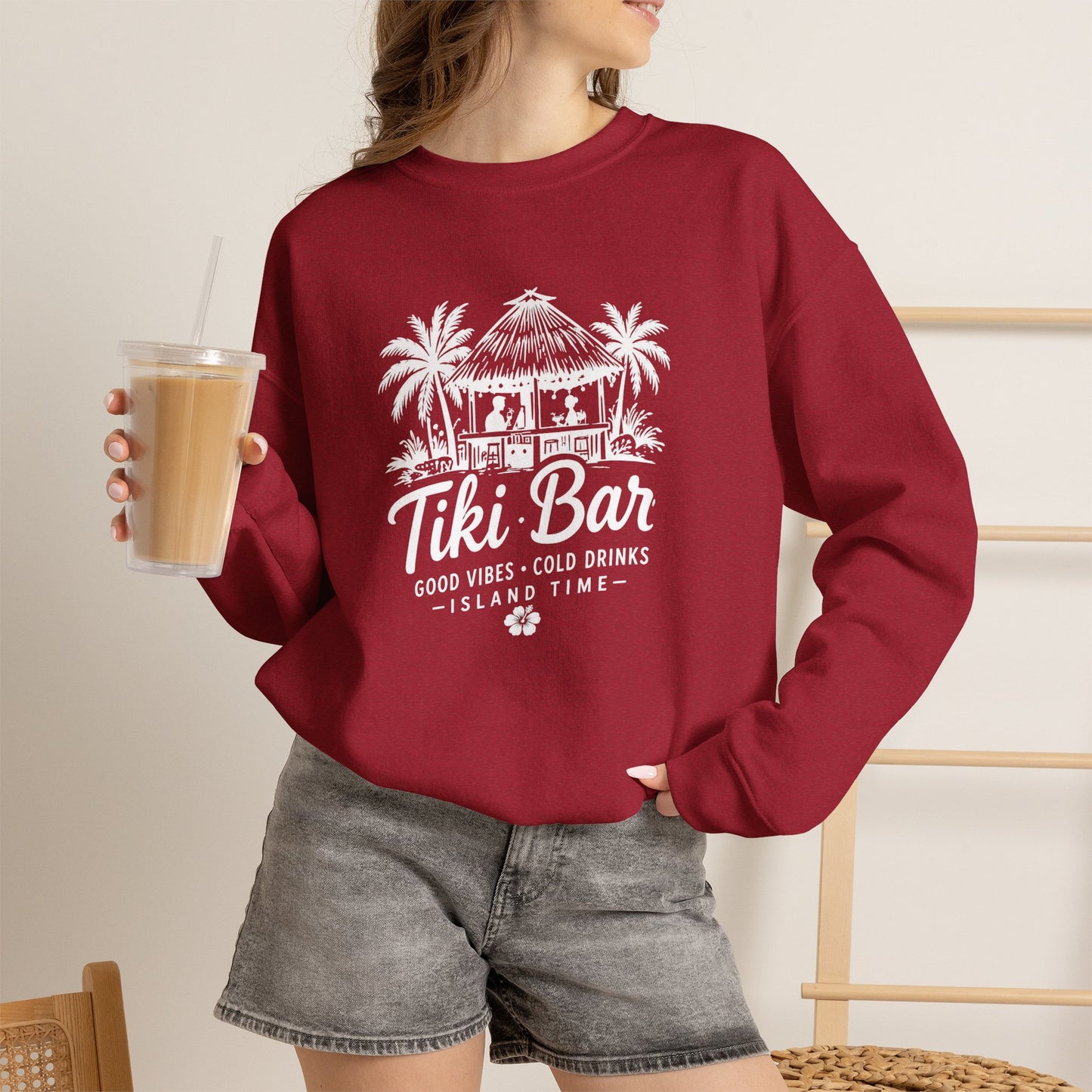 Tiki Bar Crewneck Sweatshirt – Island Vibes Graphic Pullover