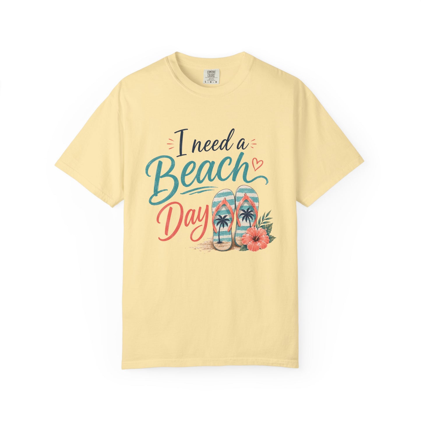 I Need a Beach Day T-Shirt – Women’s Summer Flip Flop Tropical Tee
