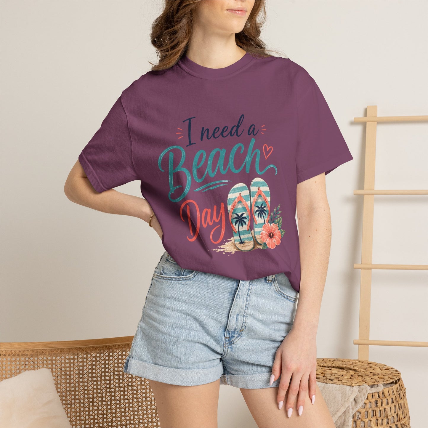 I Need a Beach Day T-Shirt – Women’s Summer Flip Flop Tropical Tee