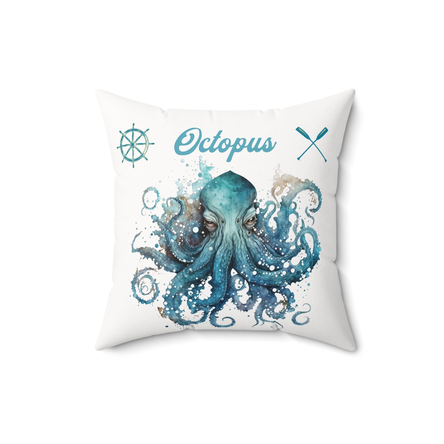 Octopus Spun Polyester Square Pillow Caribbean Rays