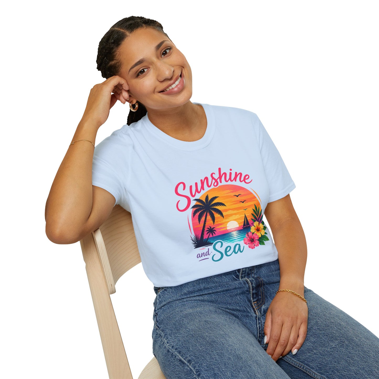 Sunshine and Sea T-Shirt — Tropical Palm Beach Sunset Tee