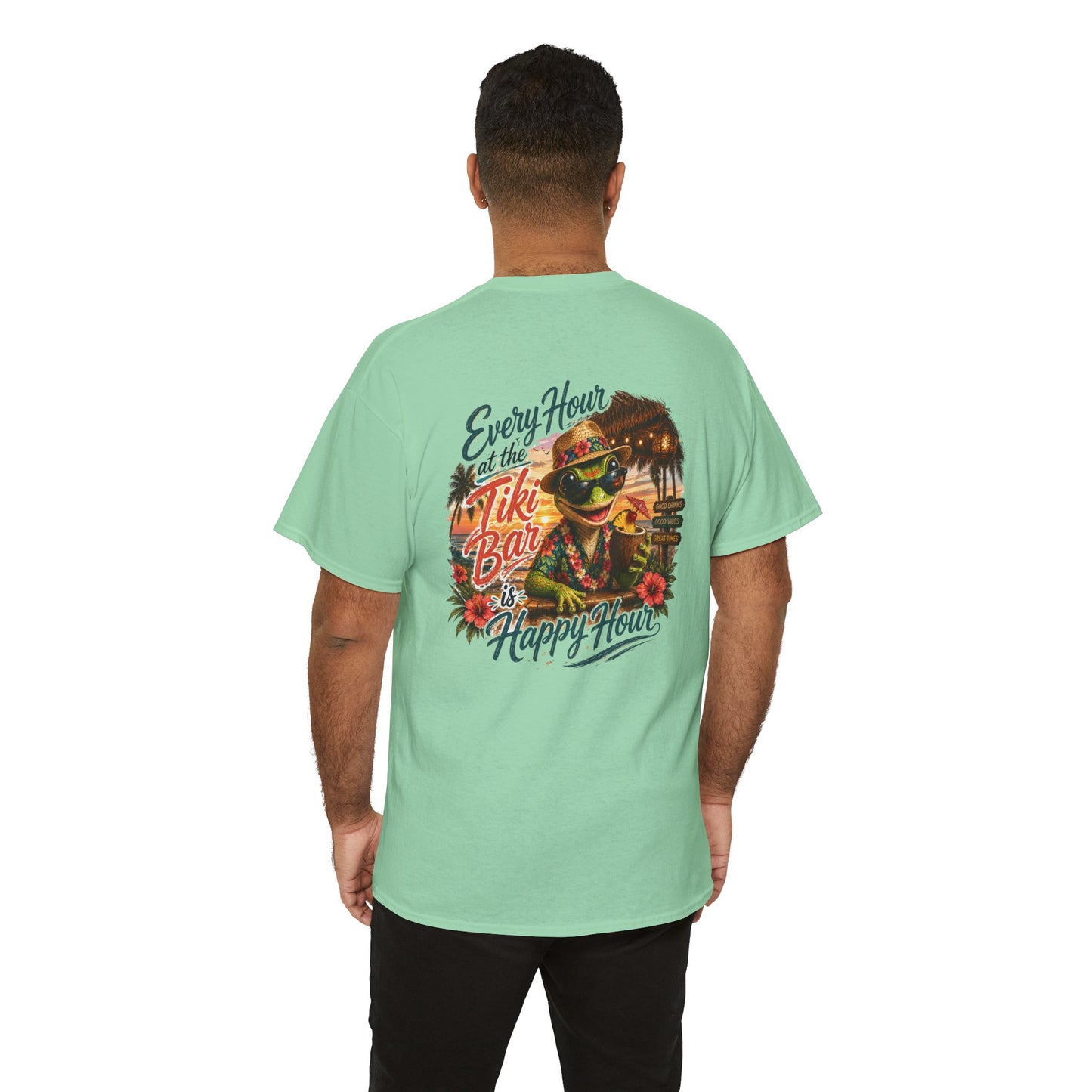 T-Shirt - "Every Hour at the Tiki Bar is Happy Hour" Vintage Tropical Tee