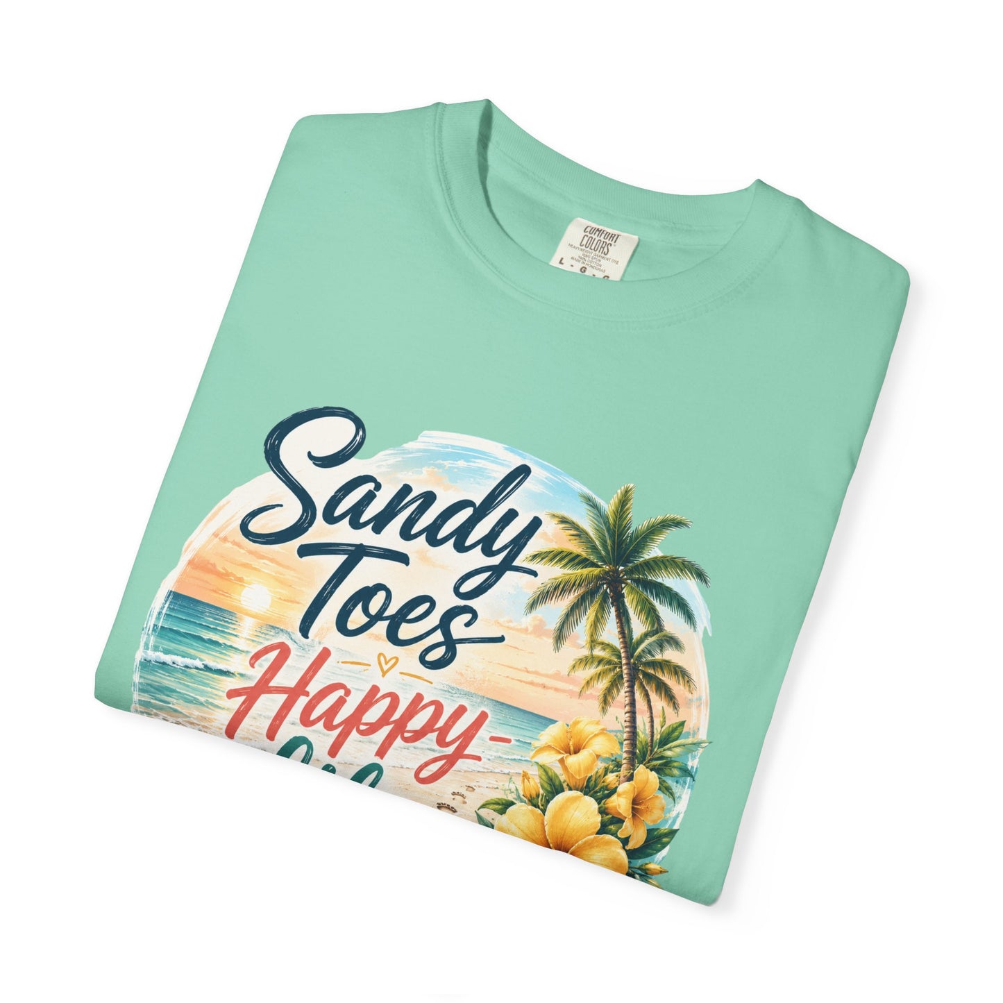Sandy Toes Happy Life T-Shirt — Tropical Beach Vacation Tee