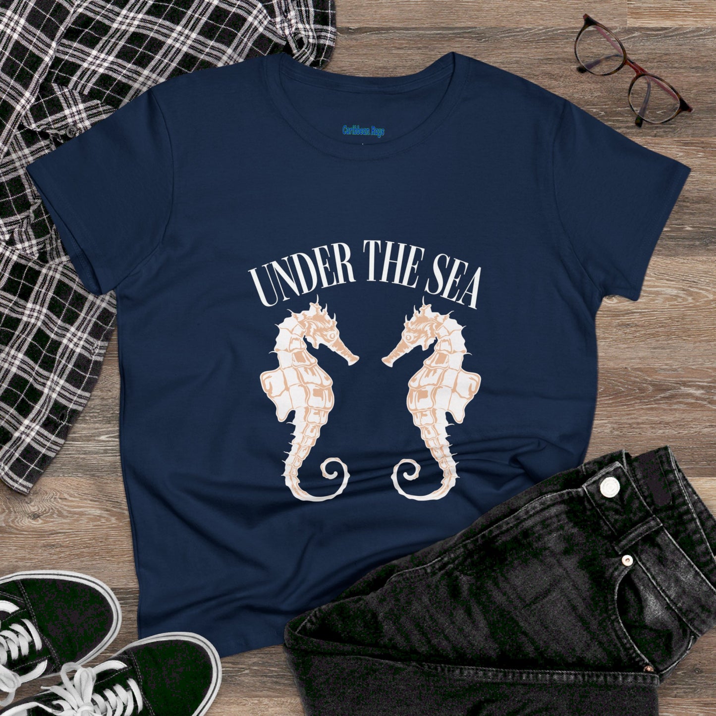 Under The Sea Seahorse Women's Midweight Cotton Tee