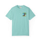 Light blue t-shirt with a graphic design on a white background