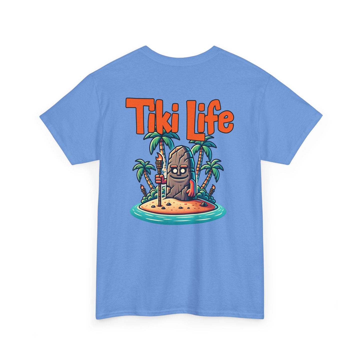 Tiki Life Island Tee - Unisex Heavy Cotton T-Shirt on Caribbean Rays