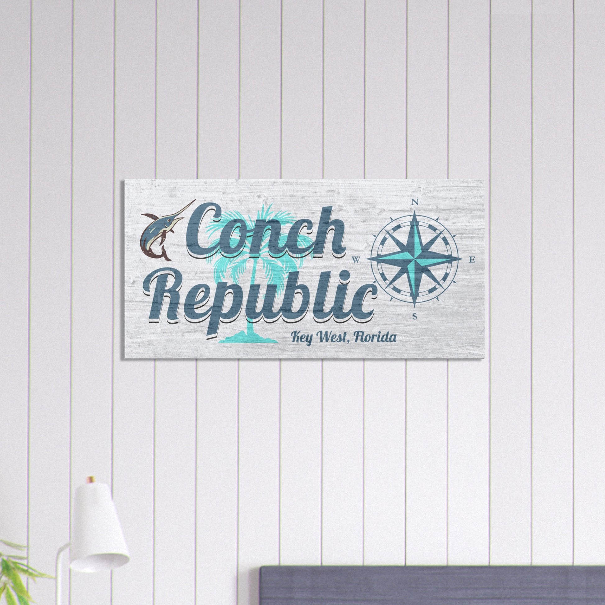 Conch Republic Canvas Wall Print on Caribbean Rays