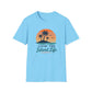 Island Life T-Shirt — "Livin' The Island Life" Retro Palm Sunset Tee