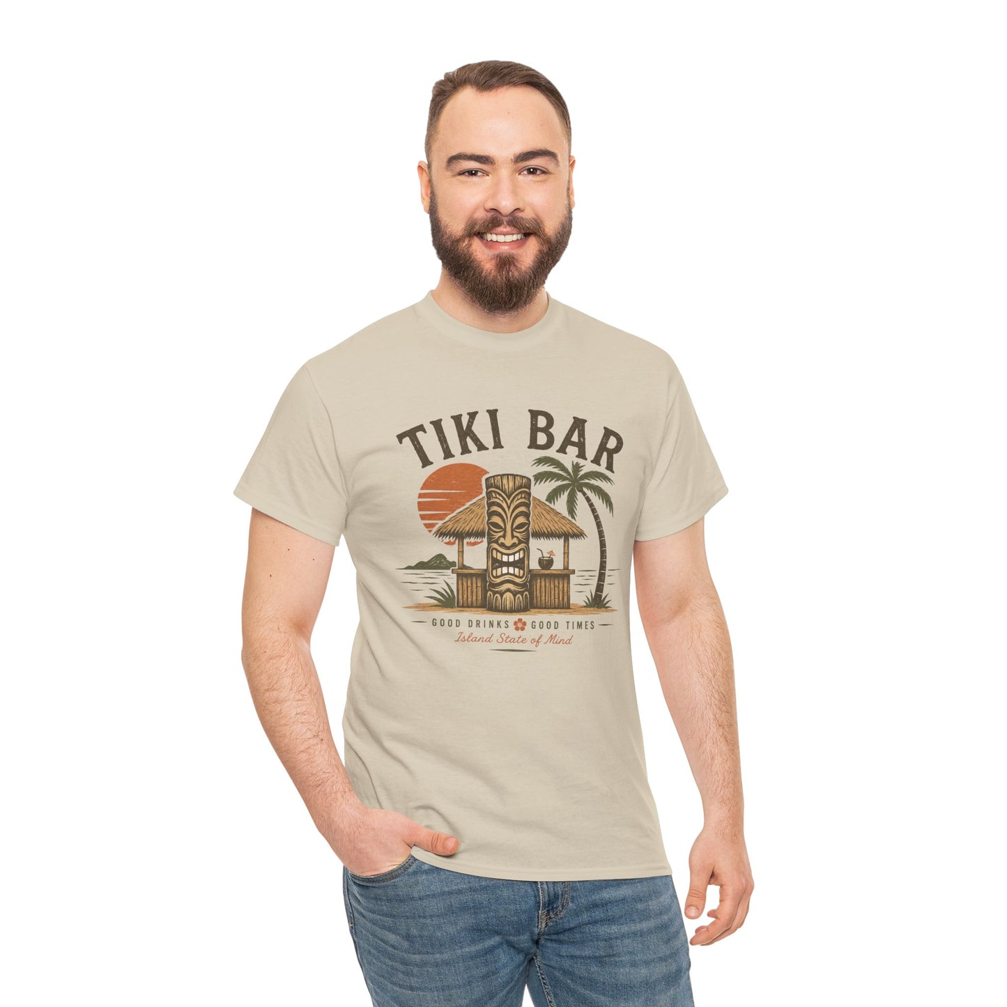 Tiki Bar Vintage Sunset Tee — Tropical Luau Beach Shirt
