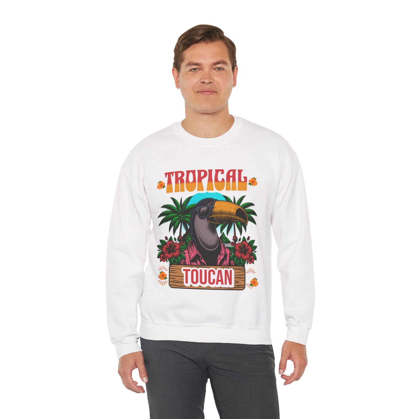 Tropical Toucan Crewneck Sweatshirt – Unisex Heavy Blend
