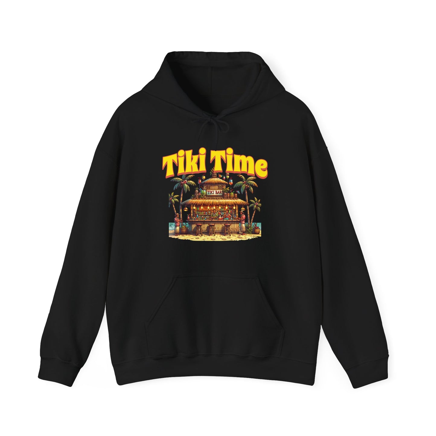 Tiki Time Unisex Hooded Sweatshirt - Tropical Vibes for Vacation Lovers -by Caribbean Rays