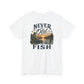 T-Shirt — "Never Too Old to Fish" Fishing Tee (Sunset Lake Design)