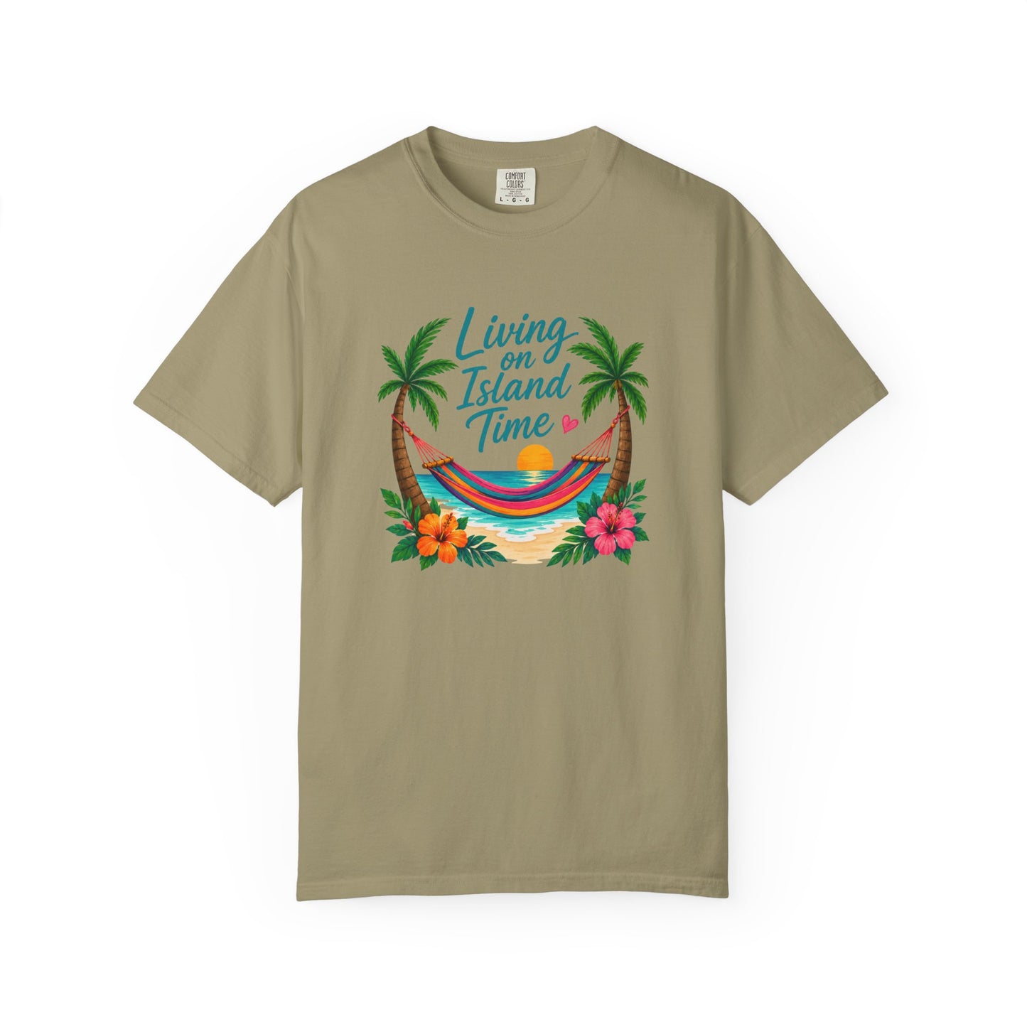 Island Time T-Shirt — "Living on Island Time" Tropical Hammock Tee