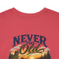 T-Shirt — "Never Too Old to Fish" Fishing Tee (Sunset Lake Design)