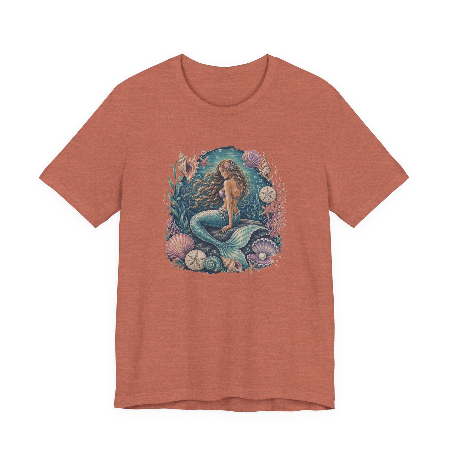 Mermaid Beach Graphic Tee - Vintage Ocean Illustration T-Shirt