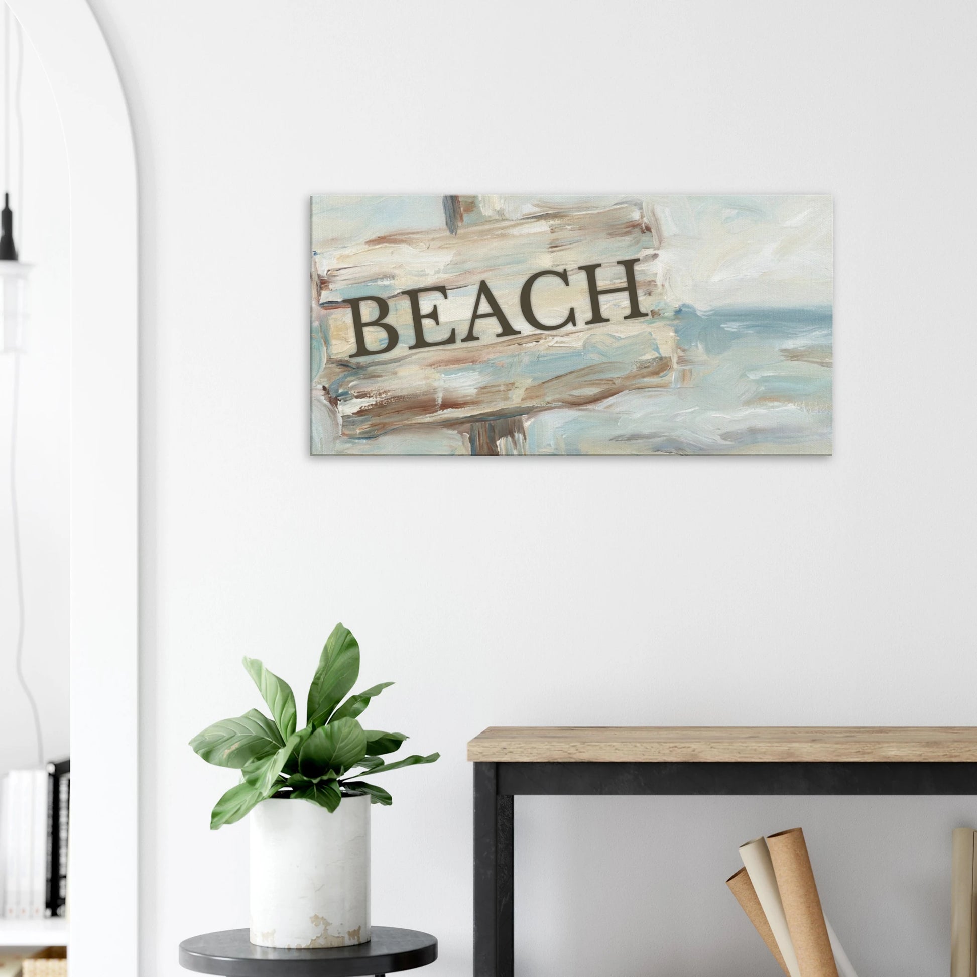 Beach Shore Distressed Canvas Wall Print on Caribbean Rays 