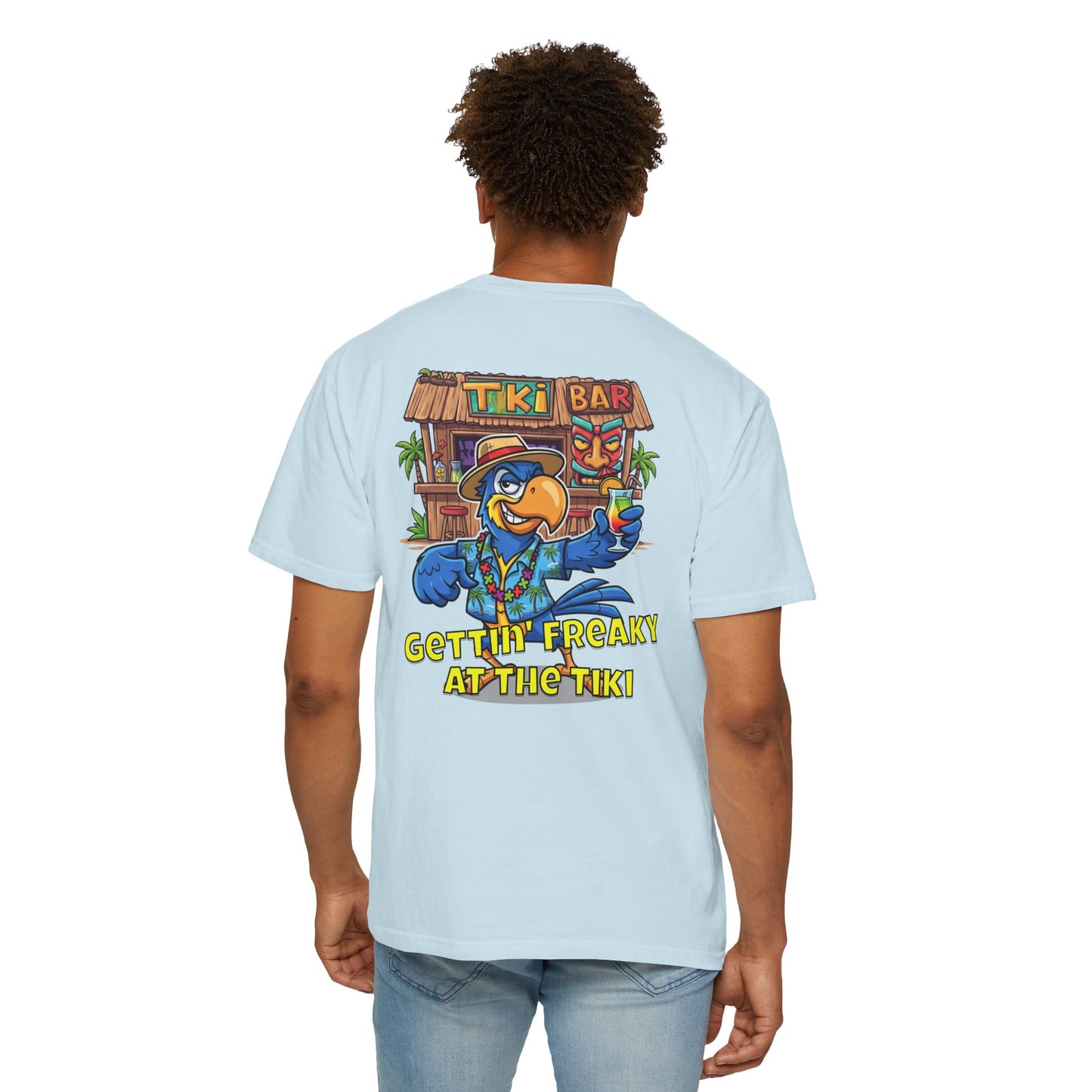 Gettin' Freaky at the Tiki Dancing Parrot Comfort Colors T-shirt