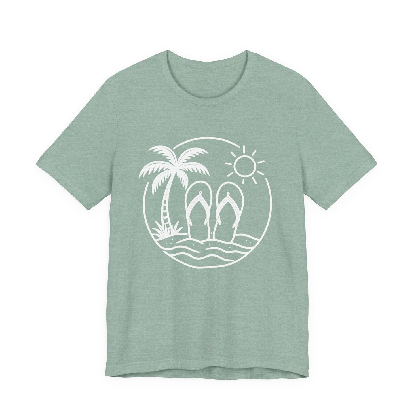 Beach Flip Flop Palm Circle Graphic Tee