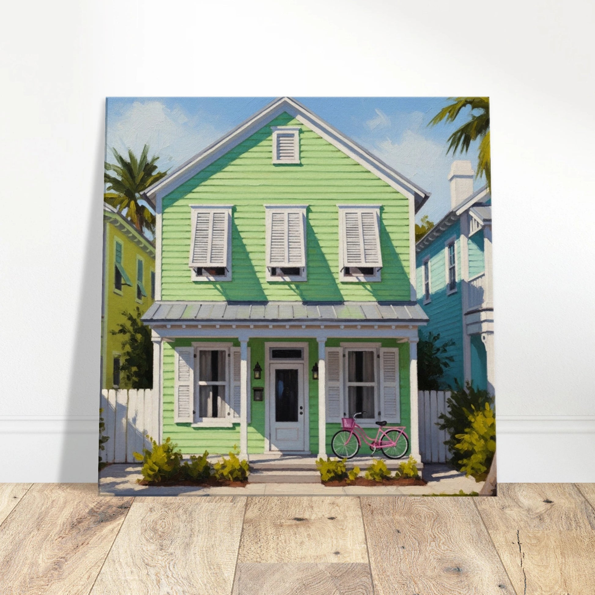  Green Key West House Canvas Wall Print  Caribbean Rays