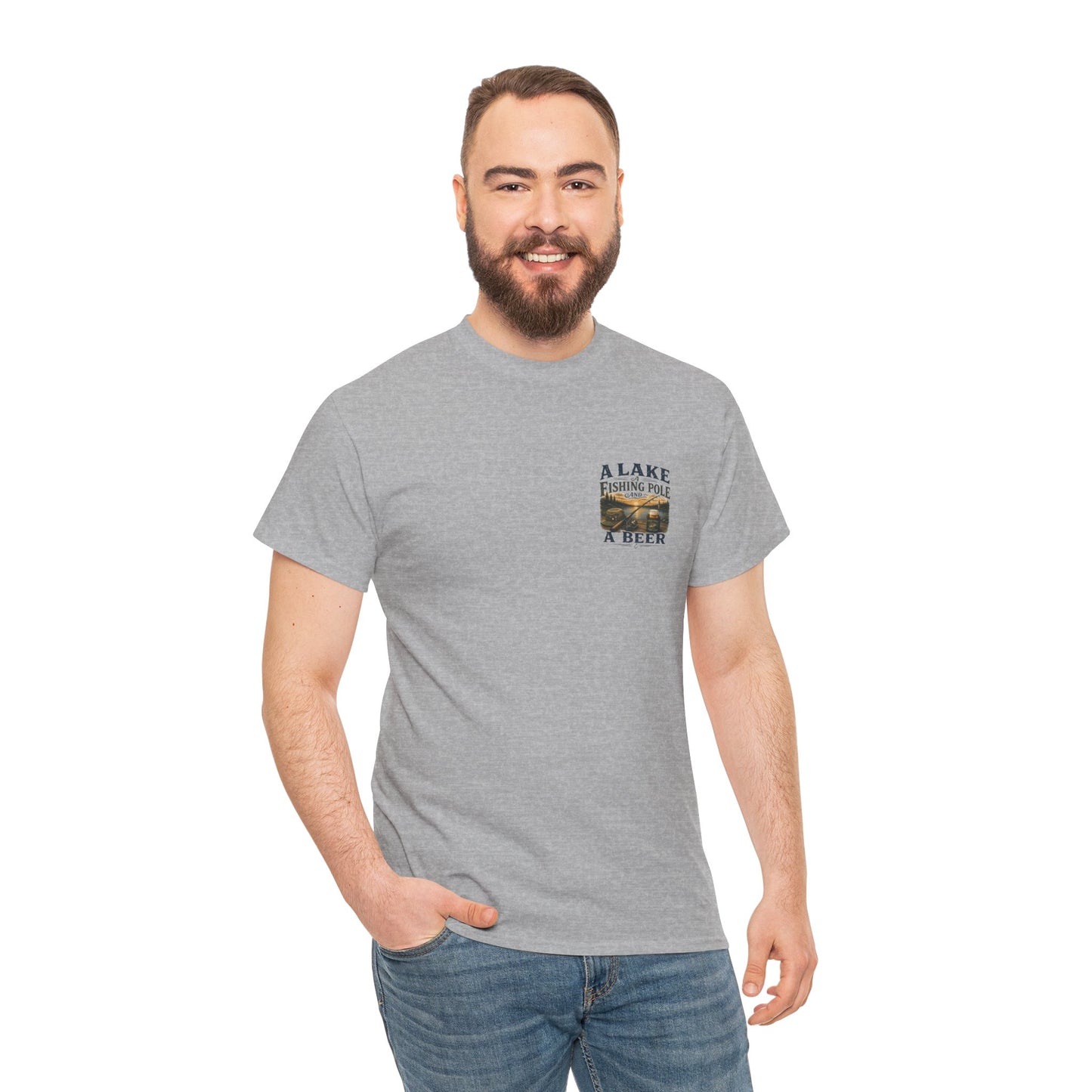 Fishing Tee — "A Lake, A Fishing Pole, A Beer" Graphic Shirt