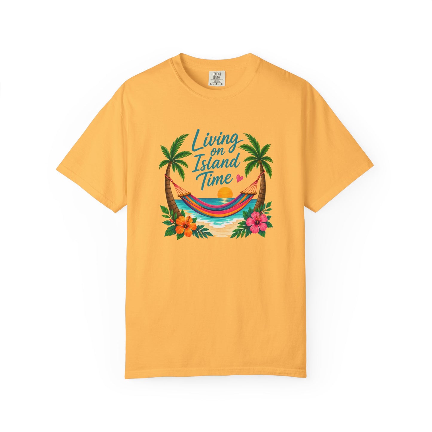 Island Time T-Shirt — "Living on Island Time" Tropical Hammock Tee