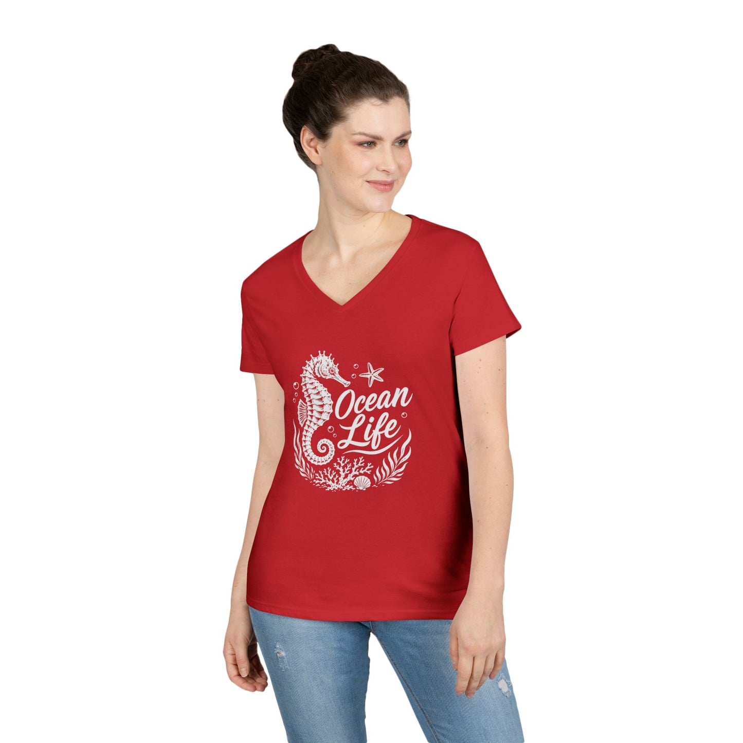Ocean Life Seahorse V-Neck Tee