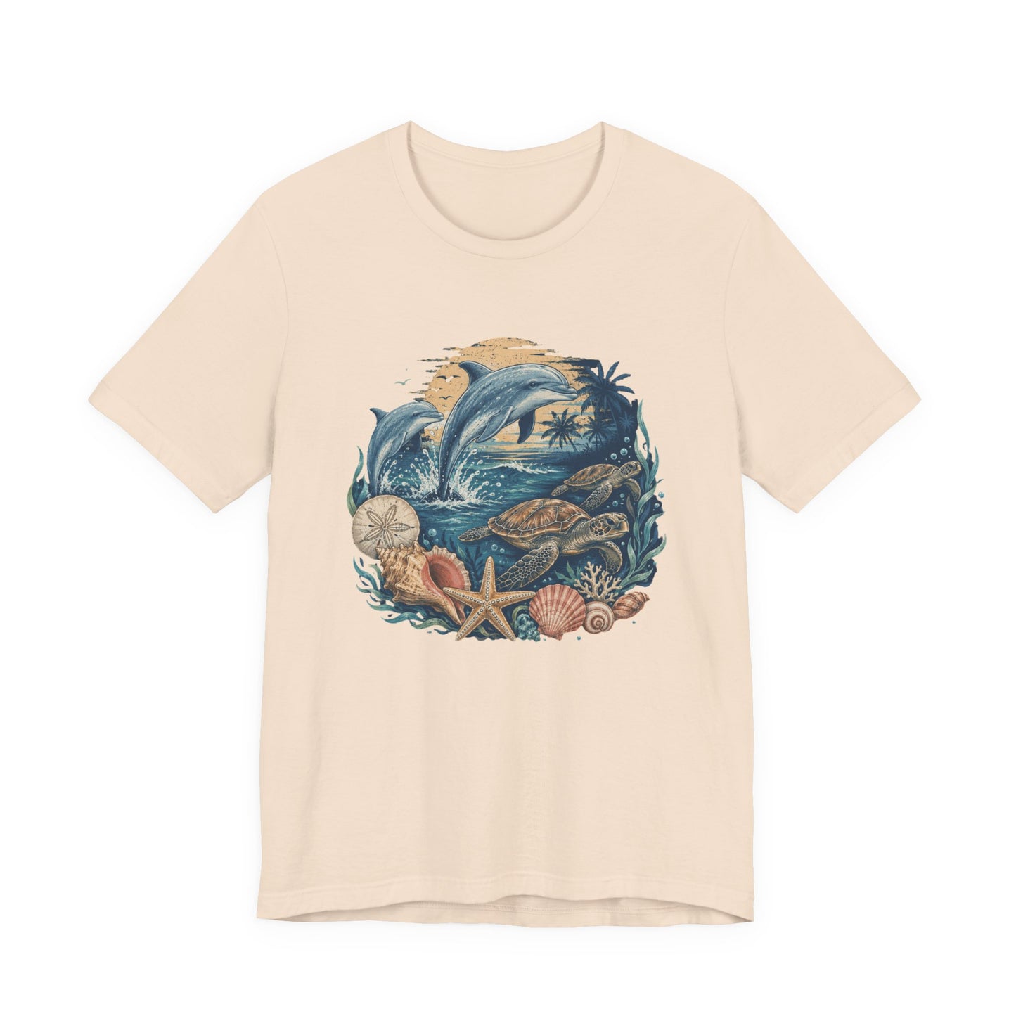 Ocean Life Tee — Vintage Dolphin & Seashell Beach Shirt