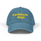 Blue cap with 'Caribbean Rays' text on a white background