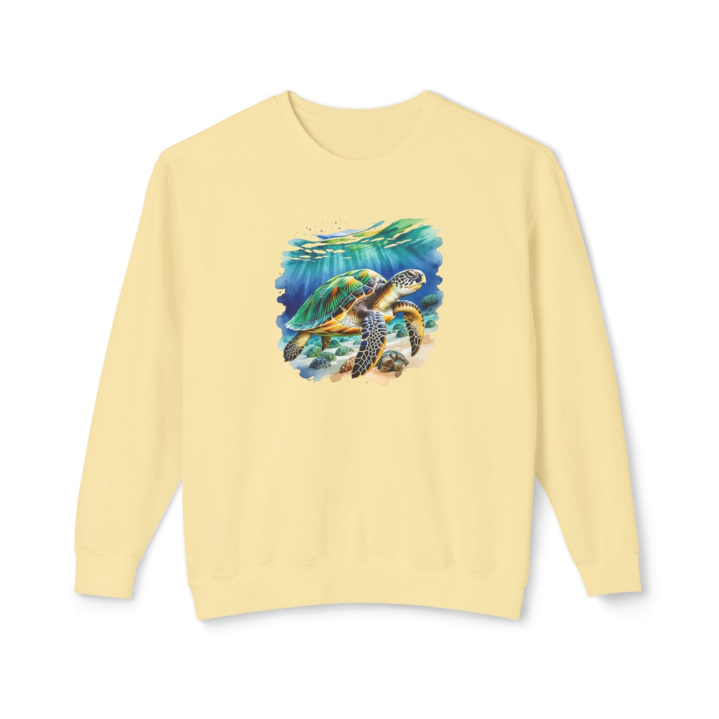 Ocean Turtle Unisex Lightweight Crewneck Sweatshirt on Caribbean Rays