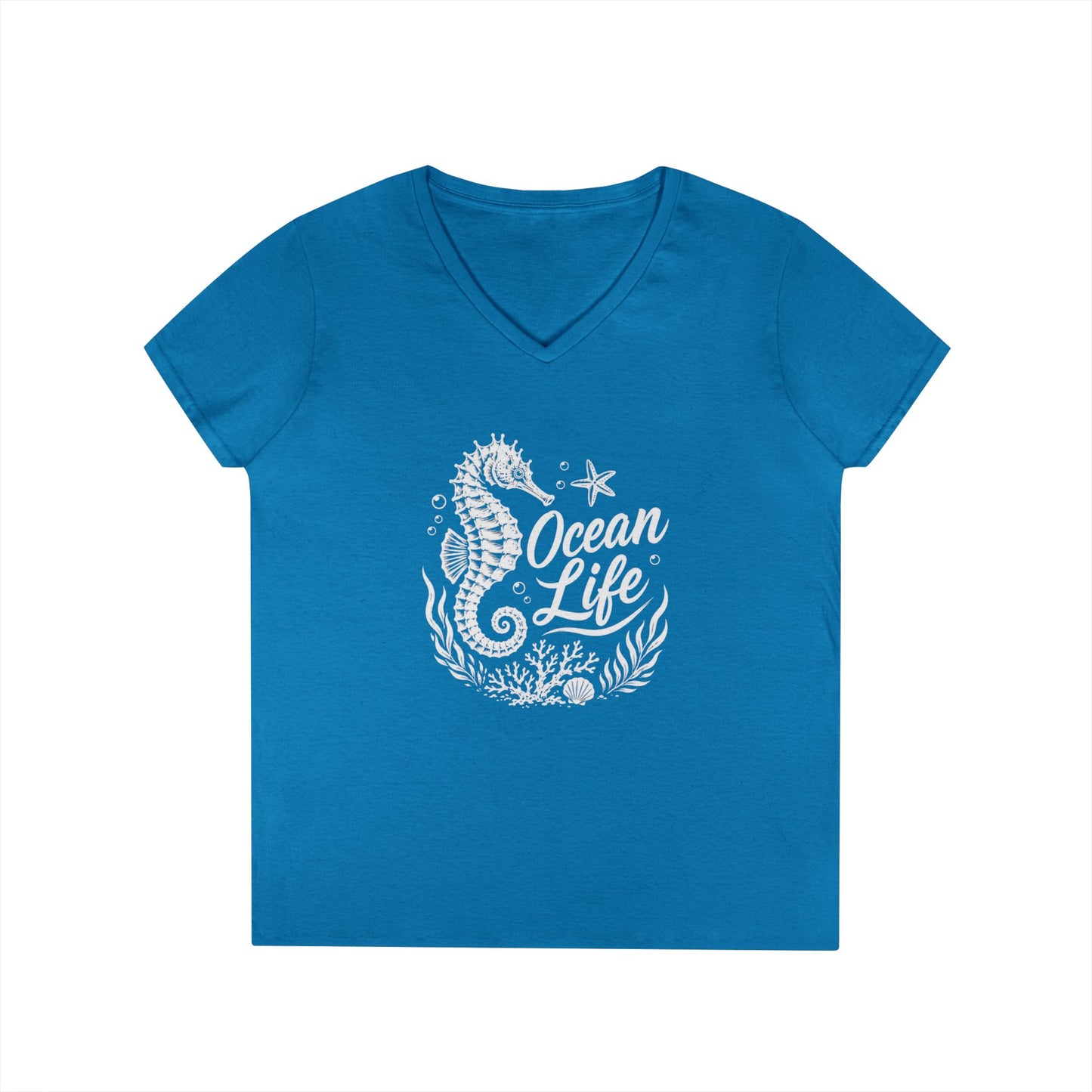 Ocean Life Seahorse V-Neck Tee