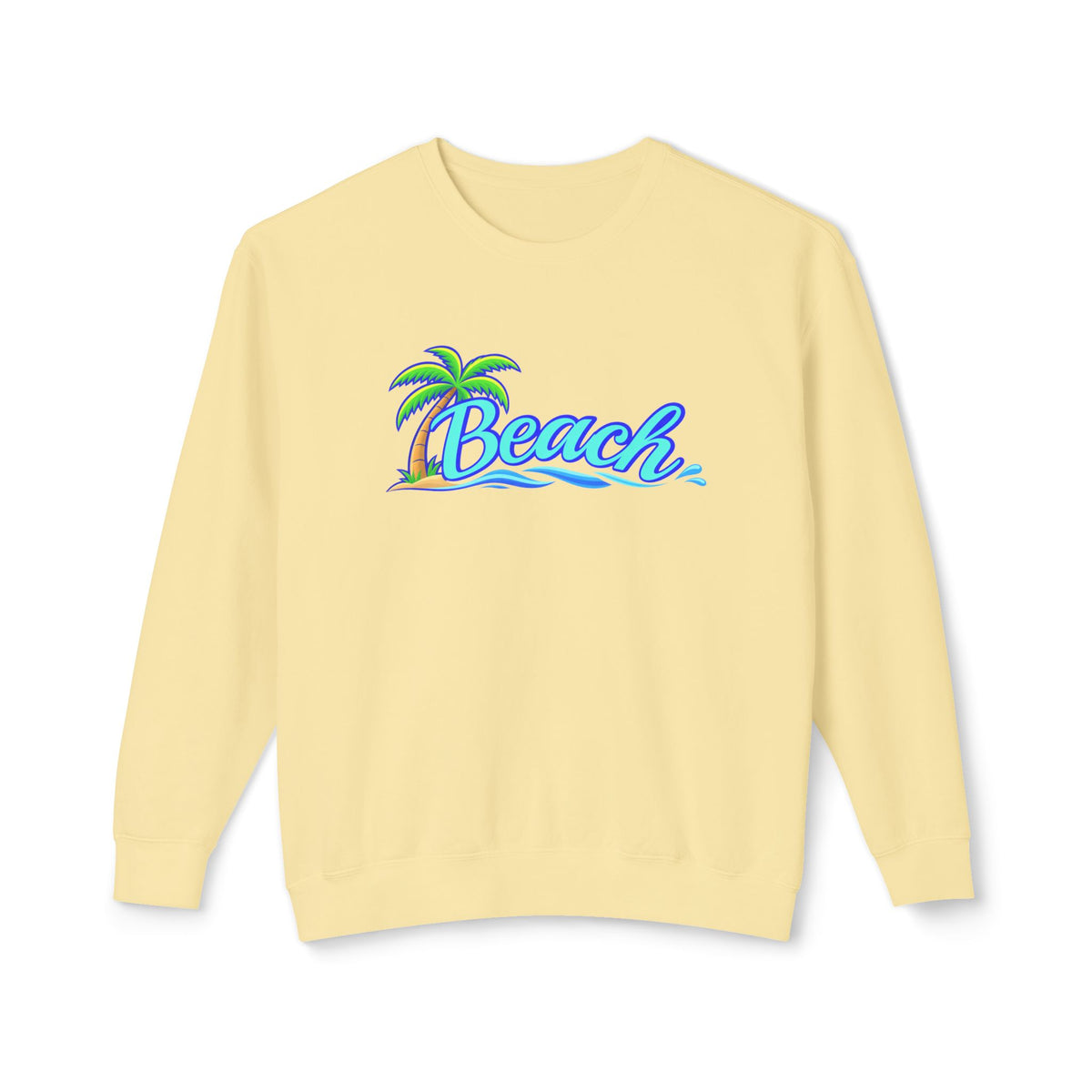 Beach Graphic Crewneck Sweatshirt — Palm Tree Retro Surf Vibe