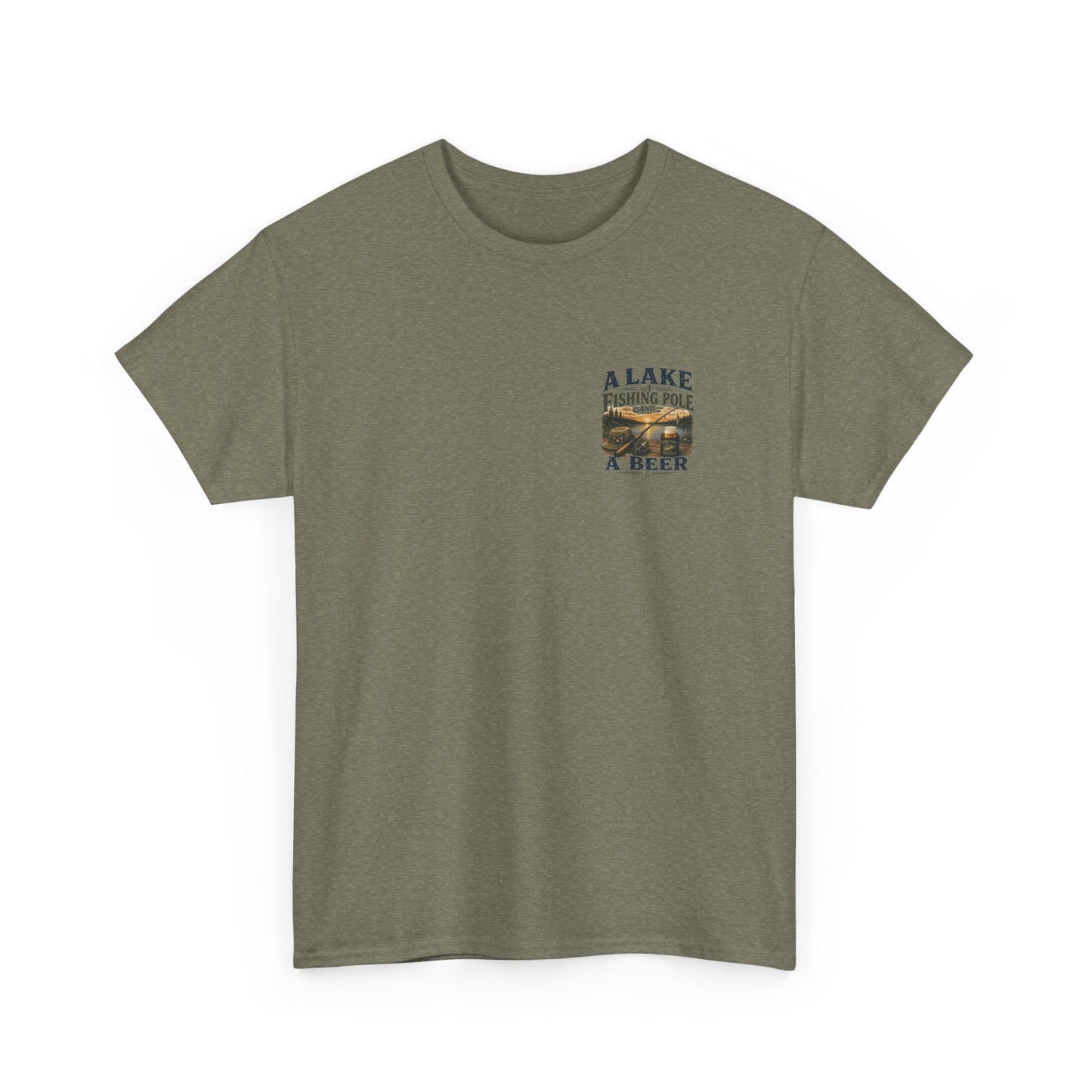 Fishing Tee — "A Lake, A Fishing Pole, A Beer" Graphic Shirt