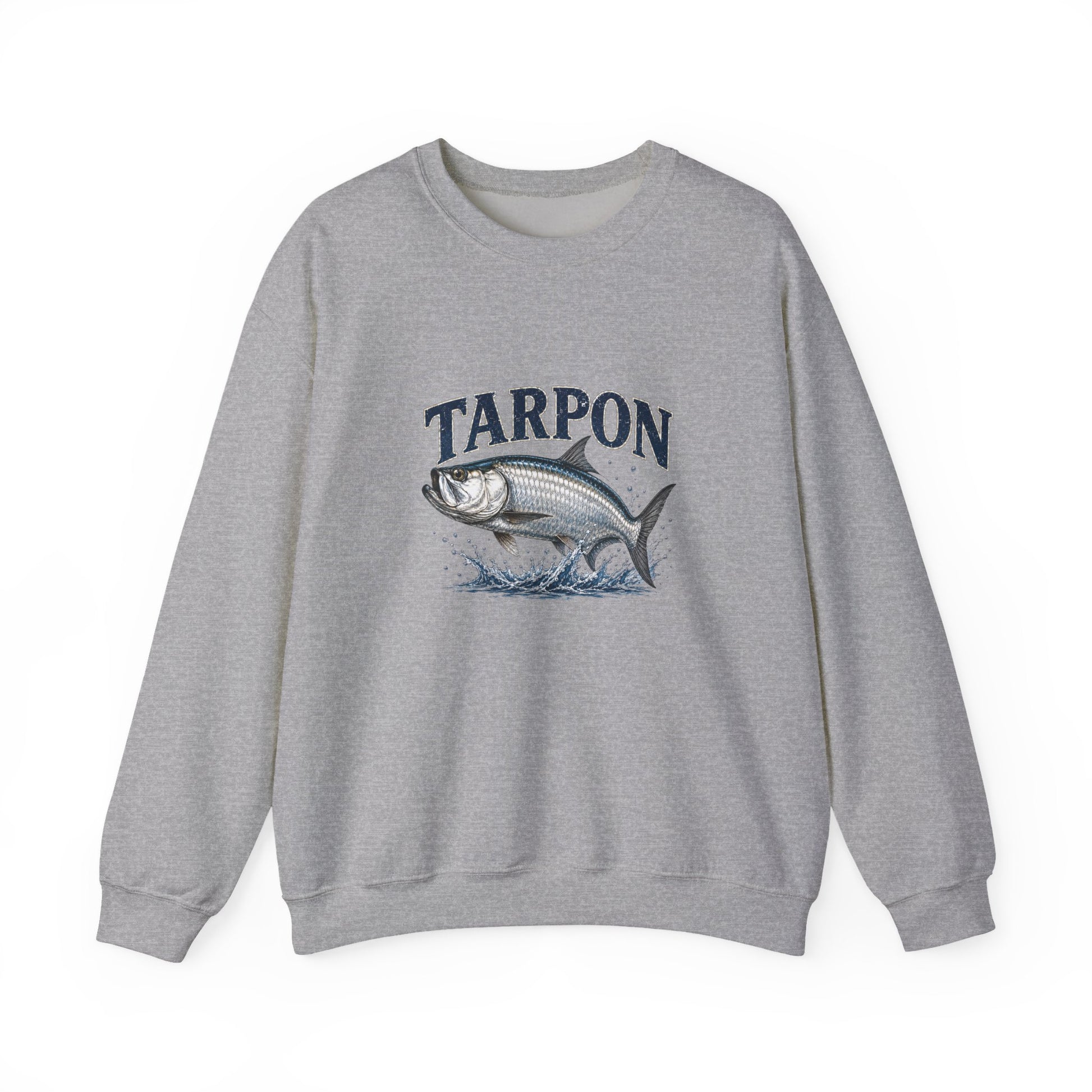 Gray sweatshirt with humorous text design on a white background