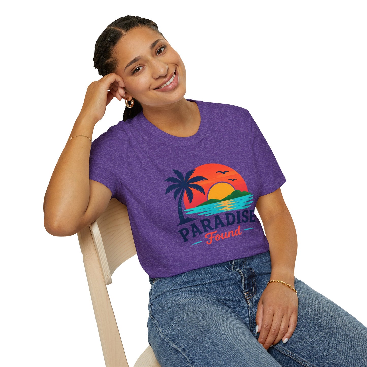 Paradise Found T‑Shirt — Retro Sunset Palm Beach Tee