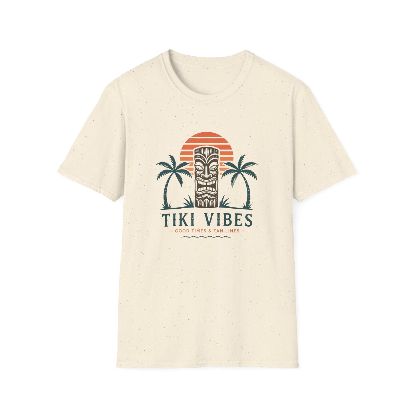 Tiki Vibes Sunset Tee (Palm Trees & Tiki Mask)