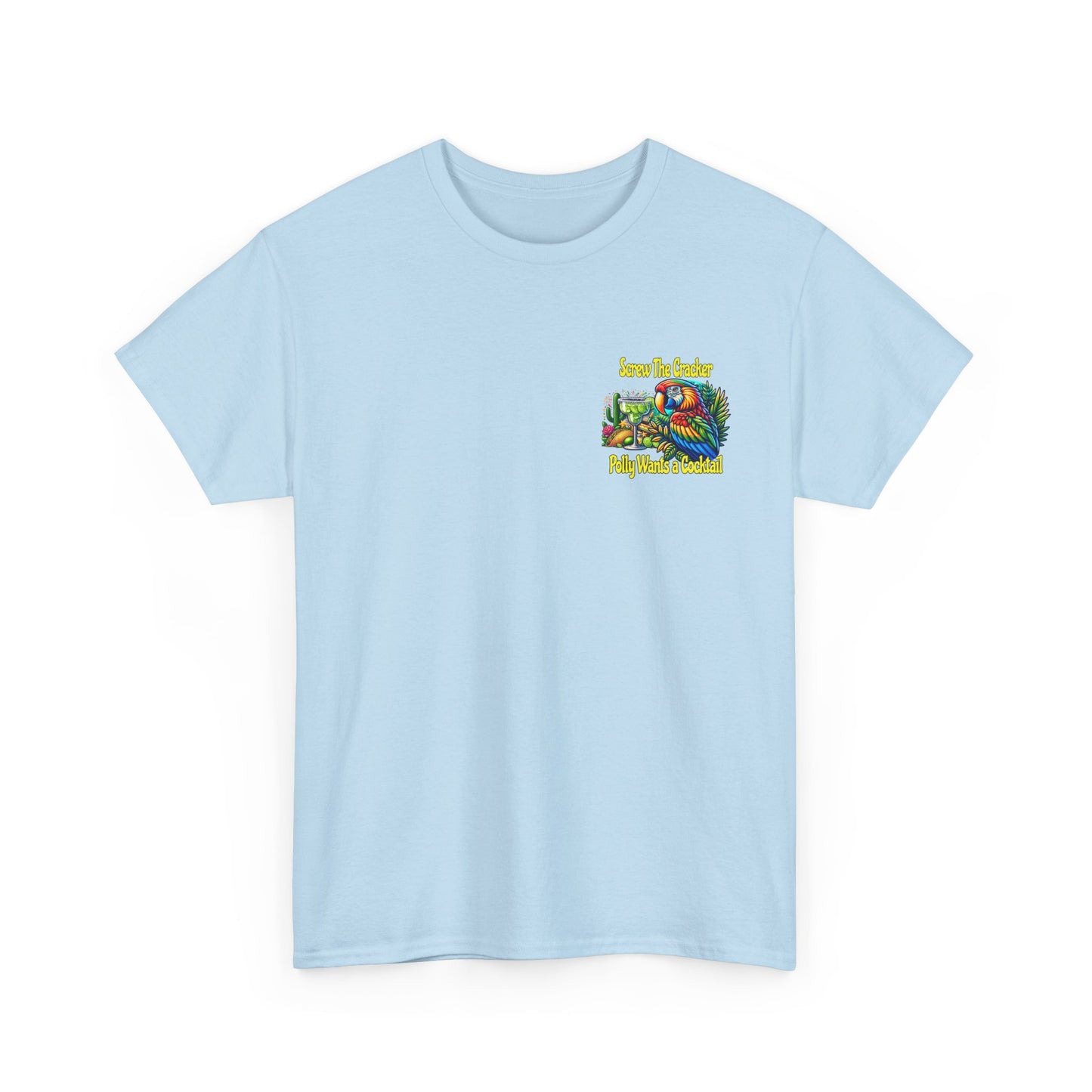 Cocktail Parrot Tee - Fun Retro Style, Unisex  Heavy Cotton T-Shirt,