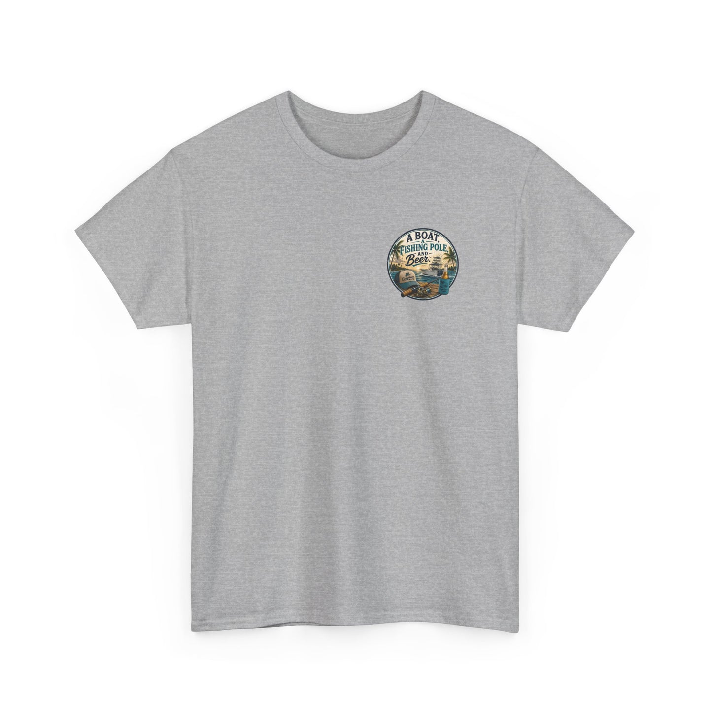 T-Shirt — "A Boat, Fishing Pole and Beer" Vintage Fishing Graphic Tee