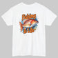 White t-shirt with a fish graphic and 'Fishing is Life' text on a white background